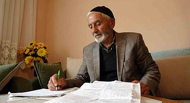 75 yaşındaki Eyüp Özer, "Cumhurbaşkanı Erdoğan" sevgisini şiire döktü