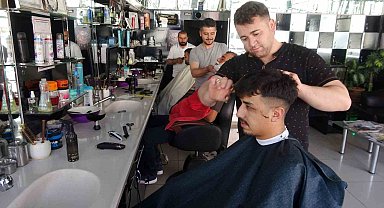 Yozgat'ta berberlerde bayram yoğunluğu yaşandı