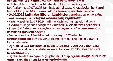 Kayserispor, kombine bilet fiyatlarını belirledi