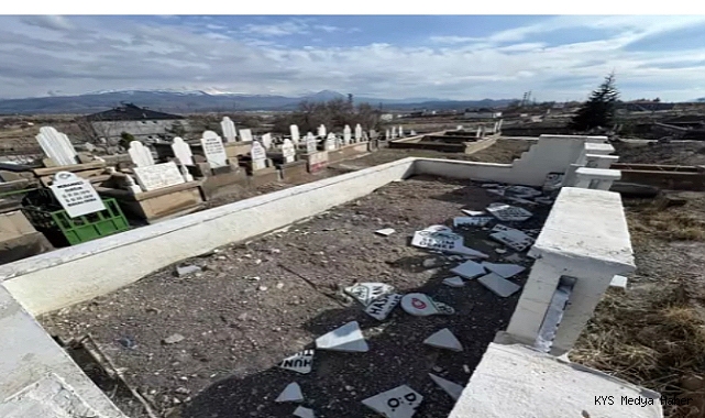 Kayseri’de aile mezarlığına zarar verildi